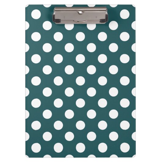 ホワイト水玉模様オンティール（緑がかった色） クリップボード (正面)