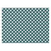 ホワイト水玉模様オンティール（緑がかった色） テーブルクロス (正面(横))