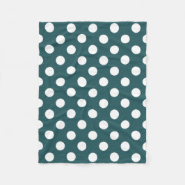 ホワイト水玉模様オンティール（緑がかった色） フリースブランケット