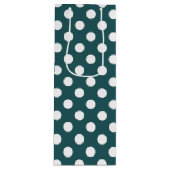 ホワイト水玉模様オンティール（緑がかった色） ワインギフトバッグ (正面)