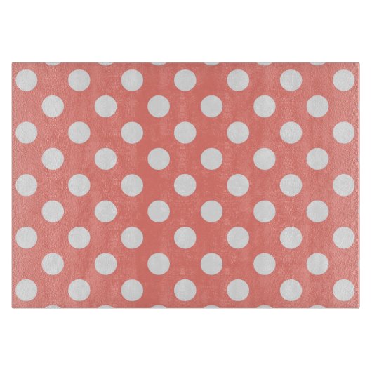 ホワイト水玉模様オンピーチ カッティングボード (正面)