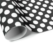 ホワイト水玉模様オンブラックラッピング紙 ラッピングペーパー (ロールコーナー)