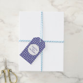 ホワイト水玉模様オンブルーカスタムラベル ギフトタグ (より糸付き)