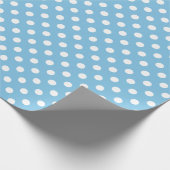 ホワイト水玉模様オンライトブルーメディア宇宙 ラッピングペーパー (角)