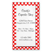 ホワイト水玉模様オンレッドカスタムビジネスカード マグネット名刺 (正面縦)