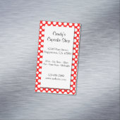 ホワイト水玉模様オンレッドカスタムビジネスカード マグネット名刺 (インサイチュ)