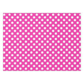 ホワイト水玉模様オン明るい赤紫色 テーブルクロス (正面(横))