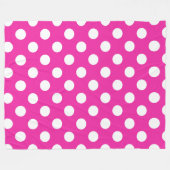 ホワイト水玉模様オン明るい赤紫色 フリースブランケット (正面(横))