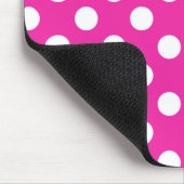 ホワイト水玉模様オン明るい赤紫色 マウスパッド (コーナー)