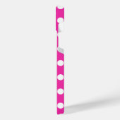 ホワイト水玉模様オン明るい赤紫色 iPhoneケース (左側面)