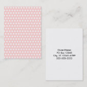 ホワイト水玉模様オン淡い色のピンク 名刺 (正面/裏面)