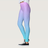 ホワイト水玉模様ズアンドパステルマゼンタターコイズ レギンス (左)