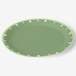 ホワイト水玉模様ツートーングリーン ペーパープレート