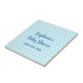 ホワイト水玉模様ティール(緑がかった色)ブルーガールボーイベビーシャワー タイル (側面)