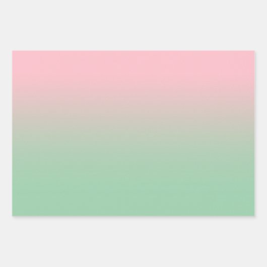 ホワイト淡い色のイエローピンクとミントグリーンのミッグラデーションクス ラッピングペーパーシート (正面3)