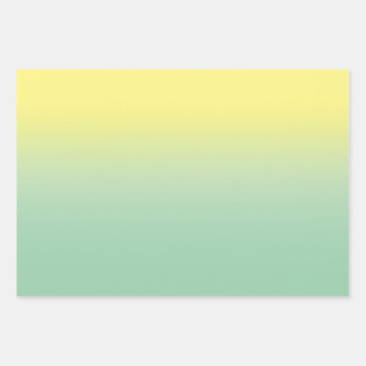 ホワイト淡い色のイエローピンクとミントグリーンのミッグラデーションクス ラッピングペーパーシート (正面2)