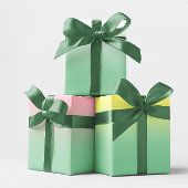 ホワイト淡い色のイエローピンクとミントグリーンのミッグラデーションクス ラッピングペーパーシート