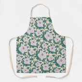 ホワイト牡丹とグリーン葉 エプロン (正面)