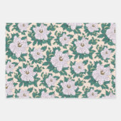 ホワイト牡丹とグリーン葉 ラッピングペーパーシート (正面3)