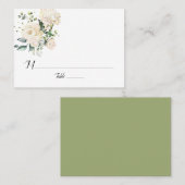 ホワイト牡丹とバラフラット座席表 プレイスカード (正面/裏面)