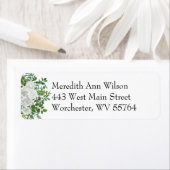 ホワイト牡丹とバラフローラ差出人住所ラベル ラベル (インサイチュ)