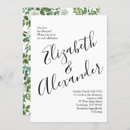 ホワイト牡丹とバラ結婚フローラ 招待状