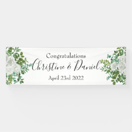 ホワイト牡丹とバラ結婚フローラ 横断幕