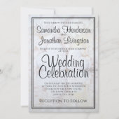 ホワイト牡丹の花とハートの反射結婚効果 招待状 (正面)