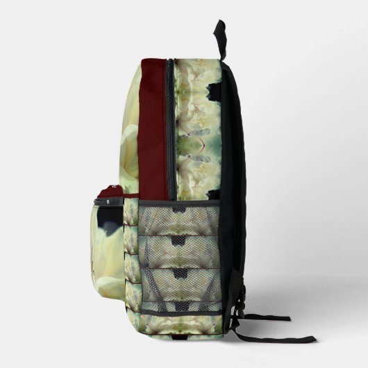 ホワイト牡丹の花花びら パーソナライズされた プリントバックパック (右)