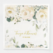 ホワイト牡丹エピファニー結婚ズディナーナプキン (正面)