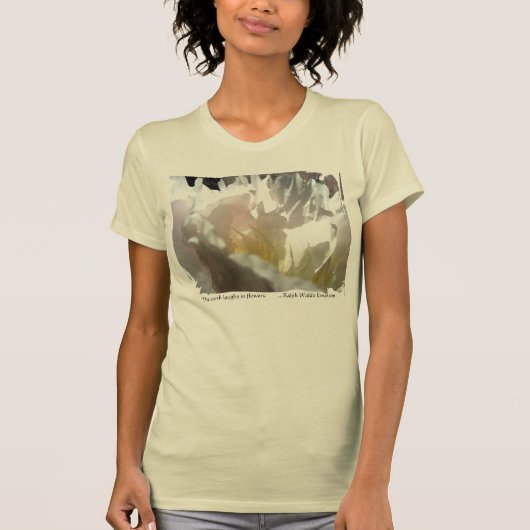 ホワイト牡丹デザインTシャツ Tシャツ (正面)