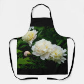 ホワイト牡丹トリオ エプロン (正面)
