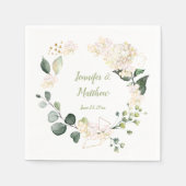 ホワイト牡丹バラ幾何学的リース結婚ズ スタンダードカクテルナプキン (正面)