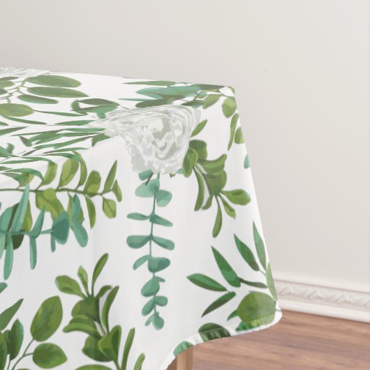 ホワイト牡丹バラ結婚フローラ テーブルクロス (インサイチュ)