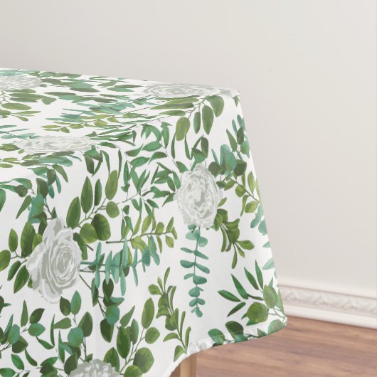 ホワイト牡丹バラ結婚フローラ テーブルクロス (インサイチュ)
