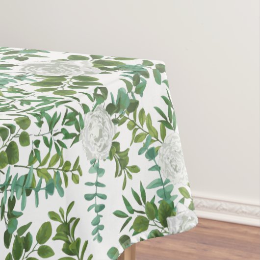 ホワイト牡丹バラ結婚フローラ テーブルクロス (インサイチュ)