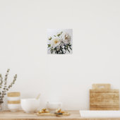 ホワイト牡丹フラワーアートプリントポスター ポスター (キッチン)