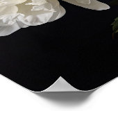 ホワイト牡丹フラワーアートプリントポスター ポスター (角)