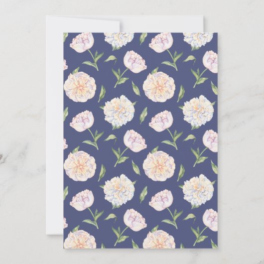 ホワイト牡丹フローラブルーブライダルシャワー招待状 招待状 (裏面)