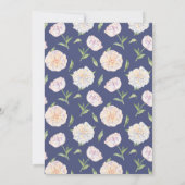 ホワイト牡丹フローラブルー結婚式招待状 招待状 (裏面)