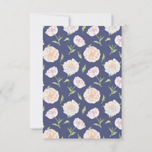 ホワイト牡丹フローラ結婚ブルーの返信カード 出欠カード (裏面)