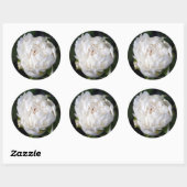 ホワイト牡丹花の写真ラウンドステッカー ラウンドシール (シート)