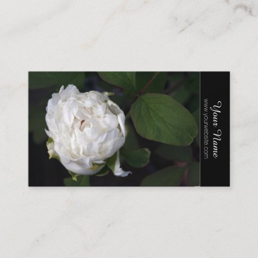 ホワイト牡丹花の写真名刺 名刺 (正面)