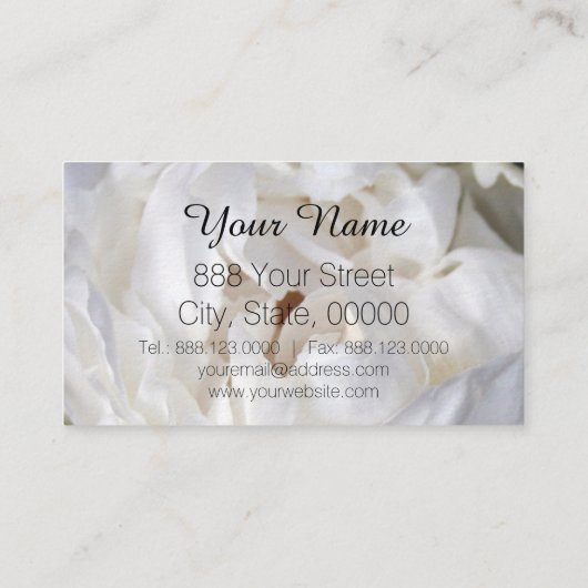 ホワイト牡丹花の写真名刺 名刺 (裏面)