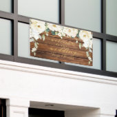 ホワイト牡丹金ゴールド書道ウッドウェルカム 横断幕 (ビルの外側)