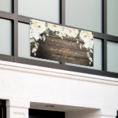 ホワイト牡丹金ゴールド書道ウッドウェルカム 横断幕 (ビルの外側)