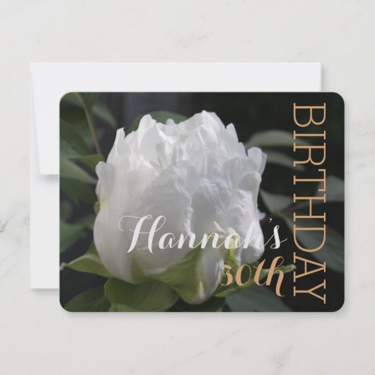 ホワイト牡丹30th誕生日パーティの招待状 招待状 (正面)