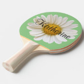 ホワイト独身のデイジーと名前をカスタムするセージ緑 卓球ラケット (正面アングル)