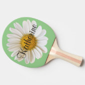 ホワイト独身のデイジーと名前をカスタムするセージ緑 卓球ラケット (横)