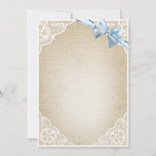 ホワイト男の赤ちゃんベア&ブルーボーバーラップベビーシャワー 招待状 (裏面)